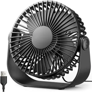 USB Desk Fan, 3 Speeds  Airflow, 5.5 Inch Portable 90? Rotate Quiet Cooling, Small Personal Table Fans for Bedroom Home Office Travel Black