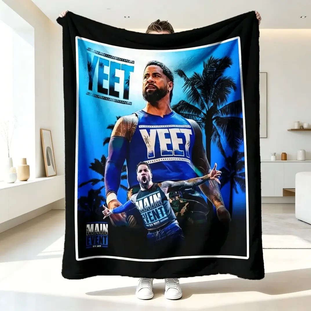 Jey Uso Yeet Style Wrestling Flannel Blanket, Soft Warm Street Trend Throw for Adults Kids, Gamer Room Dorm Bed Sofa Holiday Gift