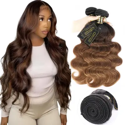 ?1 18” BRAZILIAN BODYWAVE CLOSURE  1B/4/27 OMBRÉ ?3 20” 1B/4/27 OMBRE BUNDLES & 1 18” CLOSURE*NWT main image 4