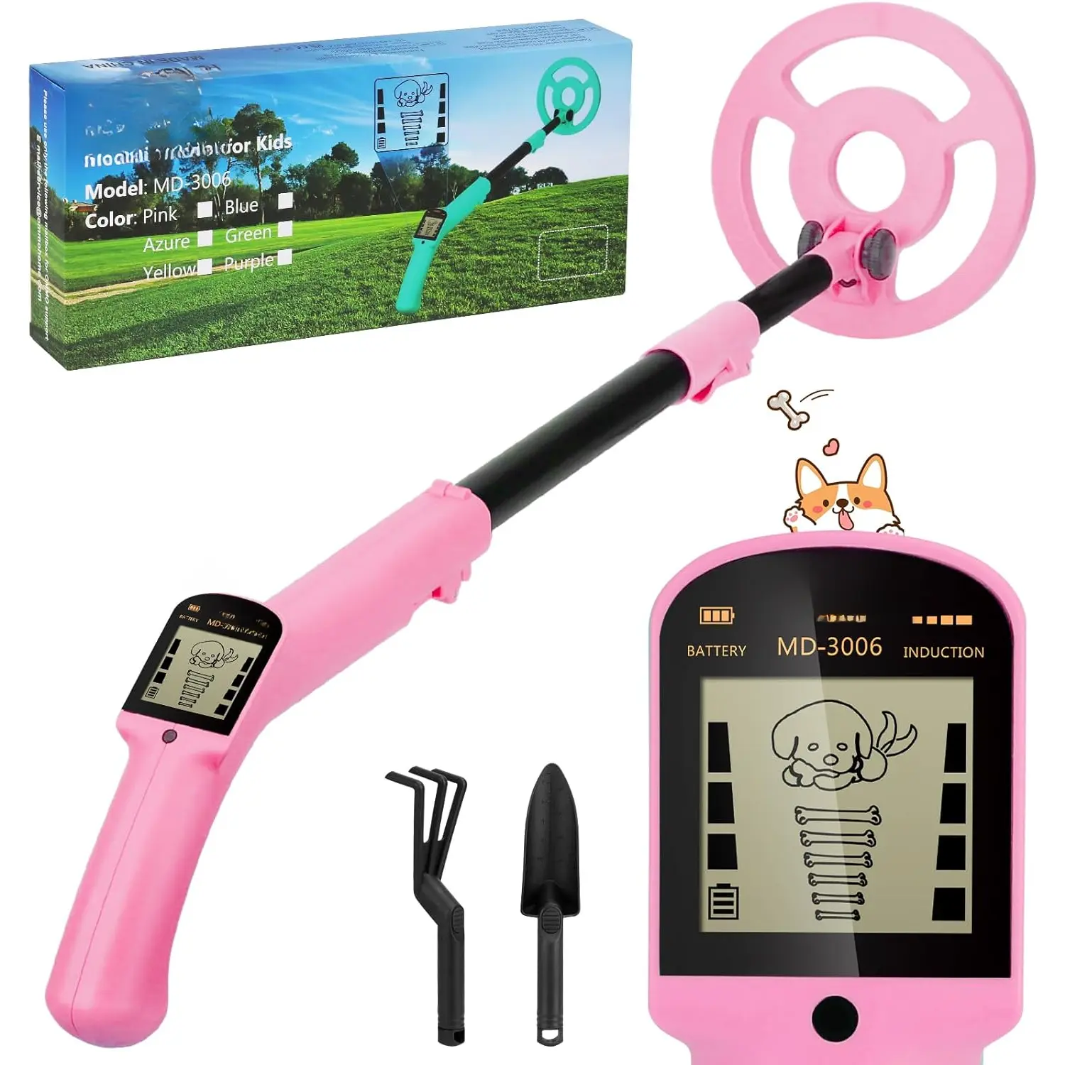 Metal Detector, Adjustable 27.5"-37.8" Metal Detector for  with Intuitive LCD Display, Lightweight  Metal Detectors with 6" Search Coil for Exploration Hiking