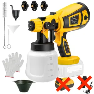 Paint Sprayer for Dewalt 20V MAX Battery, HVLP Spray Paint Gun with Brushless Motor and Copper Nozzle, 200W Cordless Paint Sprayer for Home Interior and Exterior, House Painting(Battery Not Included) high speed Tools Rechargeable