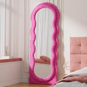Full Length Mirorr, 63"x24" Mirrors Full Length, Irregular Wavy/Wall Mounted/Standing Floor Mirror with Flannel,  Mirorr  or Leaning Against Wall for Bedroom ()