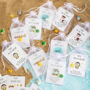 5pcs/10pcs/20pcs/25pcs Employee Appreciation Gifts Bulk for CoworkersThank You Staff Gift with Animal Pun Note Cards, QualityMaterials Funny Resin Ducks Stars Whales Turtles OwilsFavors, Durable Card, Positive message card