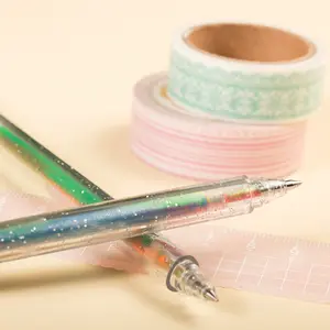 Glittery rainbow-colored ballpoint pens,Set of 6