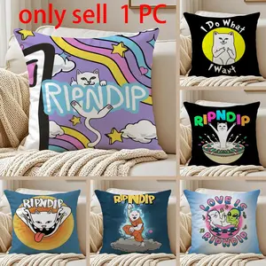 Fashion R-Ripndips Pillow Case Anti-dustmite Pillowcase Sofa Cushion Cover with Invisible Zipper Silky Short Plush Polyester Microfiber Fabric White Available in Standard Sizes for Home Bed Use