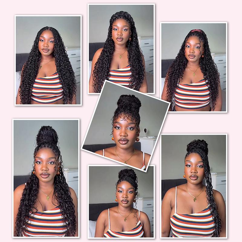 [New Arrival] Bgmgirl Crochet Human Hair Afro Curly Water Wave Kinky Straight Hair for Miracle Knots Boho Braids Knotless Pre-Separated 50g/Bundle Time Saving SpringStatements