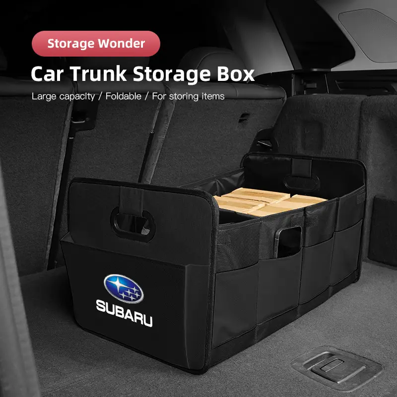 Foldable Car Trunk Leather Storage Box Waterproof Portable Large-Capacity Organizer Bag Tool Accessories, Multifunctional Car Organizer, For Subaru Crosstrek Forester Outback Impreza BRZ WRX Ascent Solterra Levorg XV Legacy