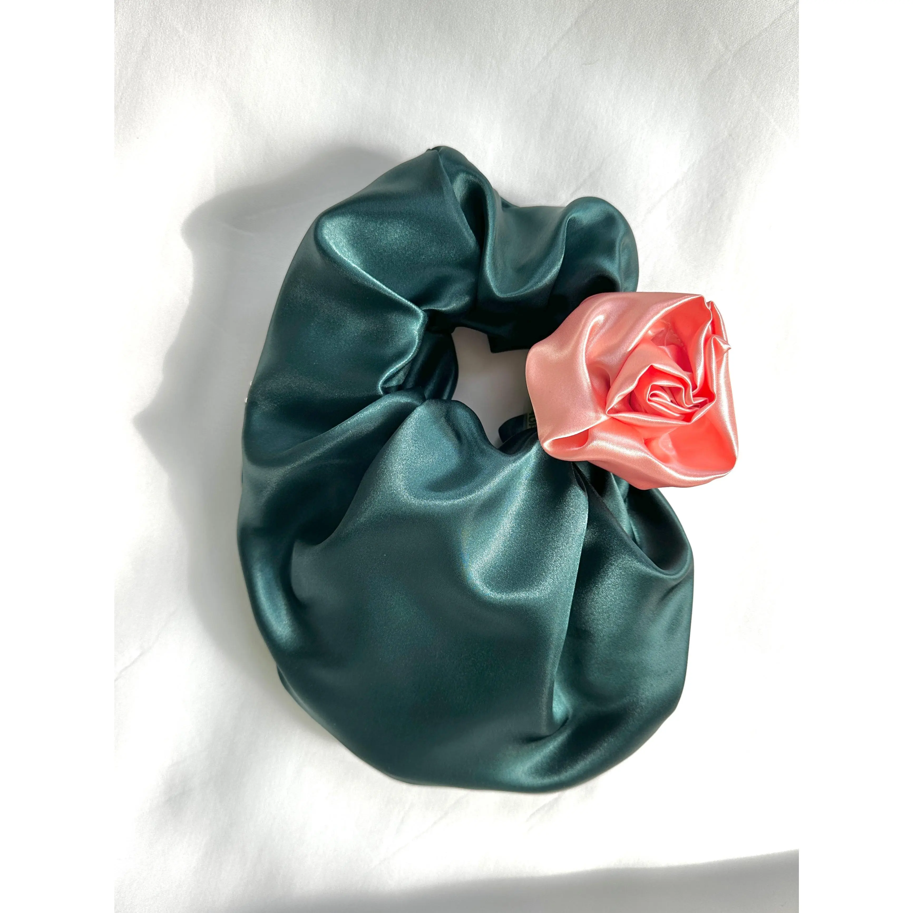 Women's Rose Scrunchie Mini Bag, Elastic Hair Accessory Clutch Wristlet, Scrunchies