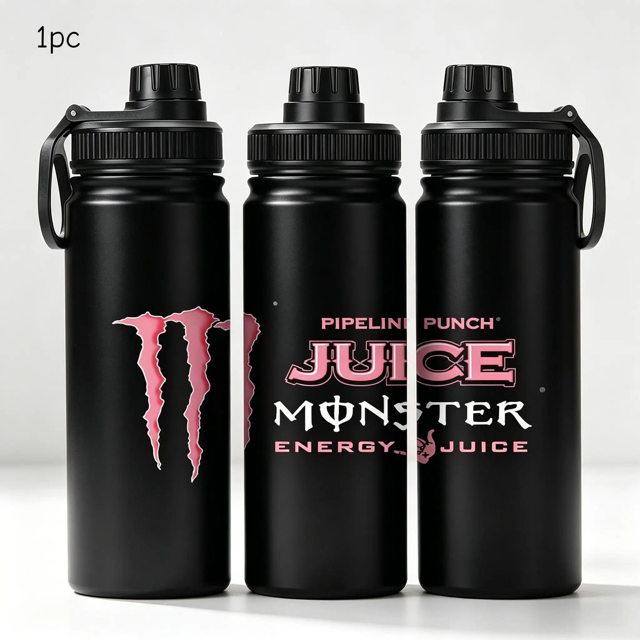 1pc 20oz Stainless Steel Insulated Water Bottle, Multi-Colored Monster Logo, High-Value Sports Water Bottle with Handle, Suitable for Outdoor and Indoor Fitness, Personalized Gift for Birthdays/Holidays, Vacuum Insulated Travel Drinkware