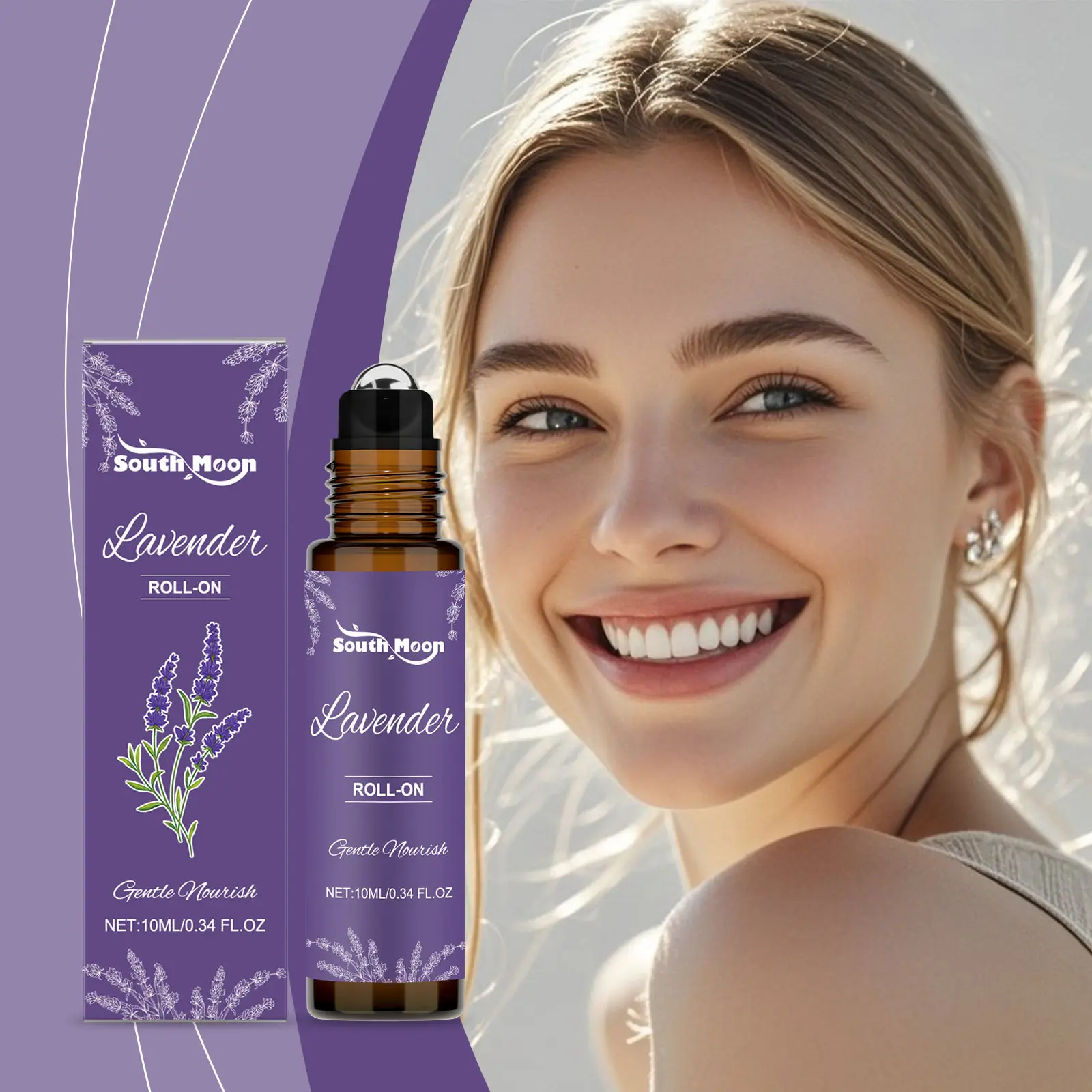 South Moon Lavender Fragrance Roller Oil, Refreshing Plant Scent, Compact & Portable Roll-On for On-the-Go Daily Body Care