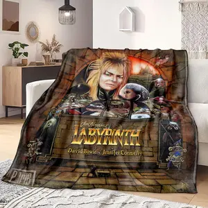 Labyrinth Movie Fleece Throw Blankets For Women Men Winter Bed Nap Jareth Goblin Printed Flannel Cozy Blanket Soft Warm Bedding Throws Office Camping Air Conditioned Quilt All Seasons Home Decor Christmas Holiday Fans Gift