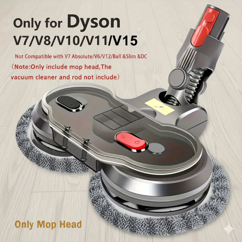 (Mop Head Only) Dyson Vacuum Attachment for V7-V11, V15, Synthetic Fiber Sweeping & Mopping System, Water-Compatible, Multi-Functional, All Floor Types, Enhanced Cleaning Components Included