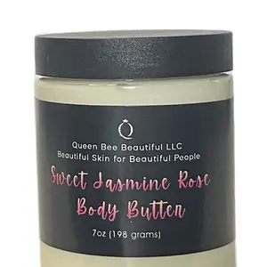Sweet Jasmine Rose Moisturizing Body Butter with Organic Shea Butter Virgin Coconut Oil Daily Deep Hydration Skin Softness 7 oz
