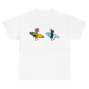 Cody Maverick & Chicken Joe Surfs Up Unisex T-Shirt Funny Trendy 100% Cotton Soft Digital Print No Fading