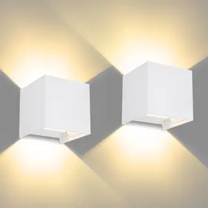 European Outdoor Waterproof Wall Light Ip44, Square Up-Down Lighting, Warm / Light, Garden Path Exterior Illumination