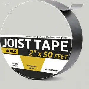 2 Inch Waterproof Deck Joist Tape, Professional Butyl Flashing Sealant for Roofing, 50 Feet Black Adhesive Tape, Heavy Duty Weatherproof Barrier, No Leak Protection for Outdoor Use Silicone Waterproof Stove Gap Cover Pipe Joint Compound