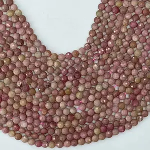Natural Pink Rhodonite Gemstone Faceted Coin Shape Loose Beads Circle Coin Faceted Beads For DIY Jewelry Making Desig Handmade Crafts Bracelet, Necklace, Earrings AAAA Quality 15.5 Inches Long, Semi Precious Stone, Spacer beads