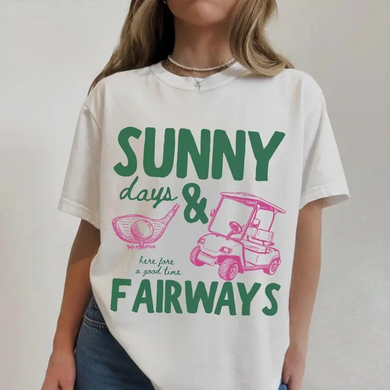 Unisex Graphic Print Golf T-Shirt - Lightweight Casual Baggy Crew Neck Short-Sleeve Tee for Golf Lovers