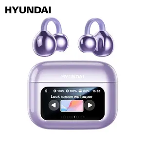 HYUNDAI M100 Clip On Ear Headphones With Audio-Visual Future Touch Screen, Audio Wireless Headphones for Music & Phone Calls,Sport Waterproof & Sweatproof