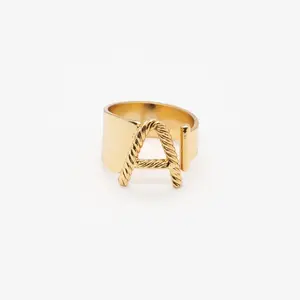 24K Gold Aspen Initial Ring (Adjustable)