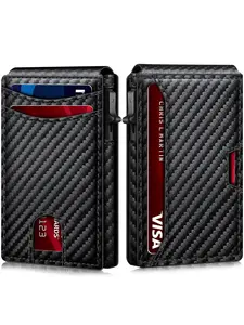 Men's Minimalist Carbon Fiber Pattern, RFID Blocking Card Holder, RFID Card Slots, Portable Lightweight Card Holder for Daily Use