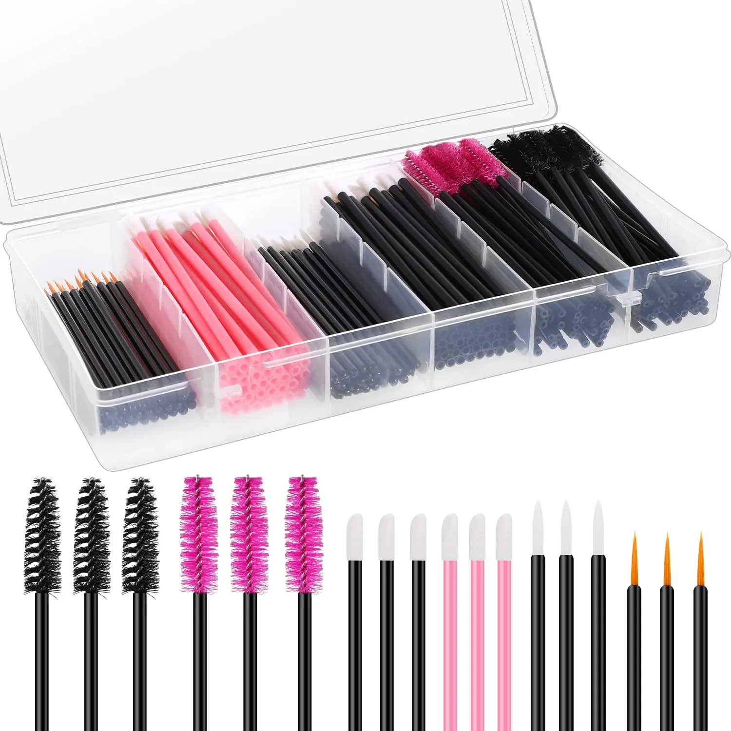 270-Piece Disposable Makeup Brushes Kit, Multi-Pack with 100 Mascara Wands, 100 Lipstick Applicators & 70 Eyeliner Brushes - Must-Haves for Makeup Artists, 270 Pcs, Brush Kit Makeup, Mascara/Lip/Eye
