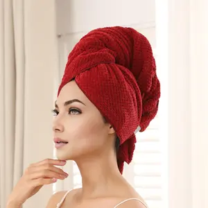 Hair Drying Towel Wrap, 1 Set Hair Turban Wrap with Elastic Strap, Hair Drying Towel for Long, Thick, Curly Hair, Bathroom Supplies, Absorbent Drying Towel