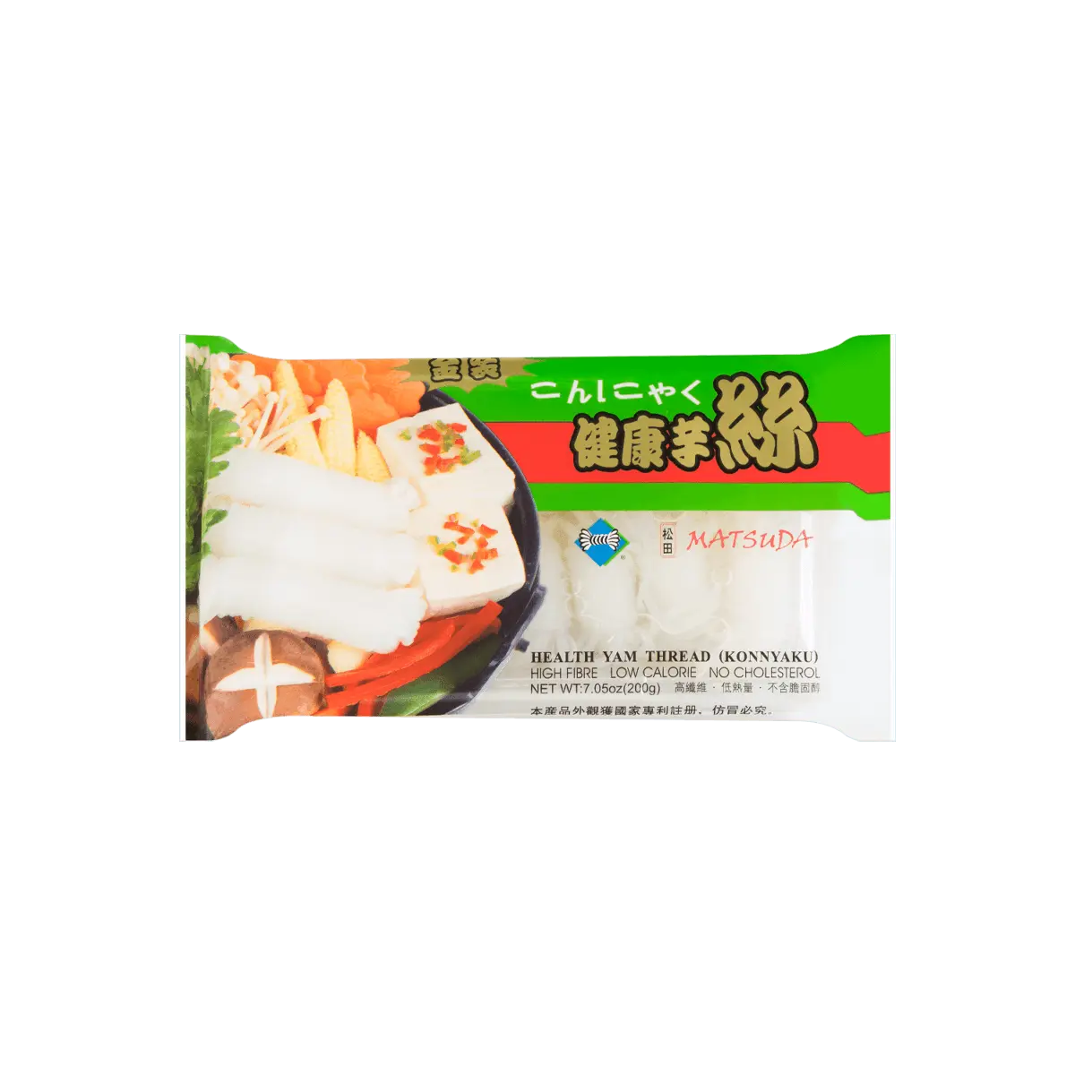 2 Pack MATSUDA Konjac Noodles - Healthy Shirataki Spaghetti, Rich in Fiber, 200g/Bag - Perfect for Stir-fry, Hot Pot, Cold Salads