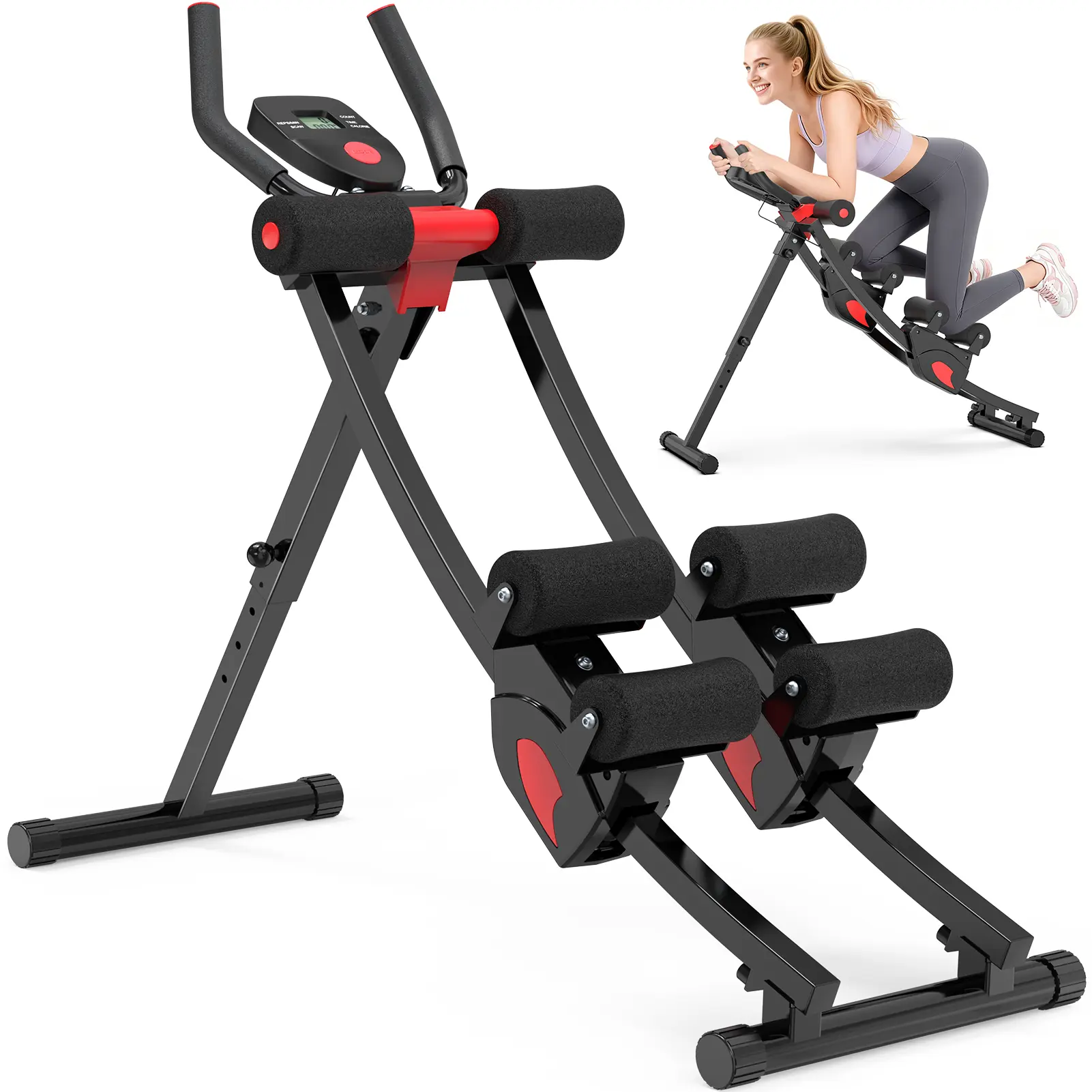 【Exclusive】Bearbro Adjustable Ab Trainer with LCD Monitor, 4 Resistance Levels, Foldable Core Workout Machine for Home Gym，BlackFriday