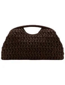 PRE-ORDER-St. Barths La Robe Allison Straw Pouch Clutch in Espresso