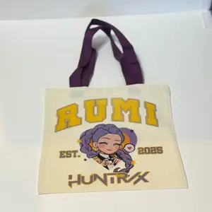 Purple Mini Canvas Tote Bag - Cute Compact Vibrant Sublimated Prints for School Playdates & Everyday Use - Includes Free Themed Keychain