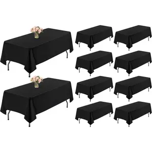 10 Pack Table Cloth Black Tablecloth 60 x 102 Inch, Rectangle Table Cloth for 6 Foot Table, Wrinkle Resistant Washable Table Cover for Wedding Dining Table Buffet Parties and Camping