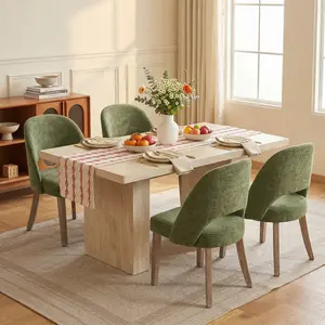 【Set of 4】ABCASA Modern Dining Chairs, Upholstered Solid Wood Farmhouse Kitchen Chairs, Premium Chenille Chairs for Kitchen Dining Room & Small Spaces