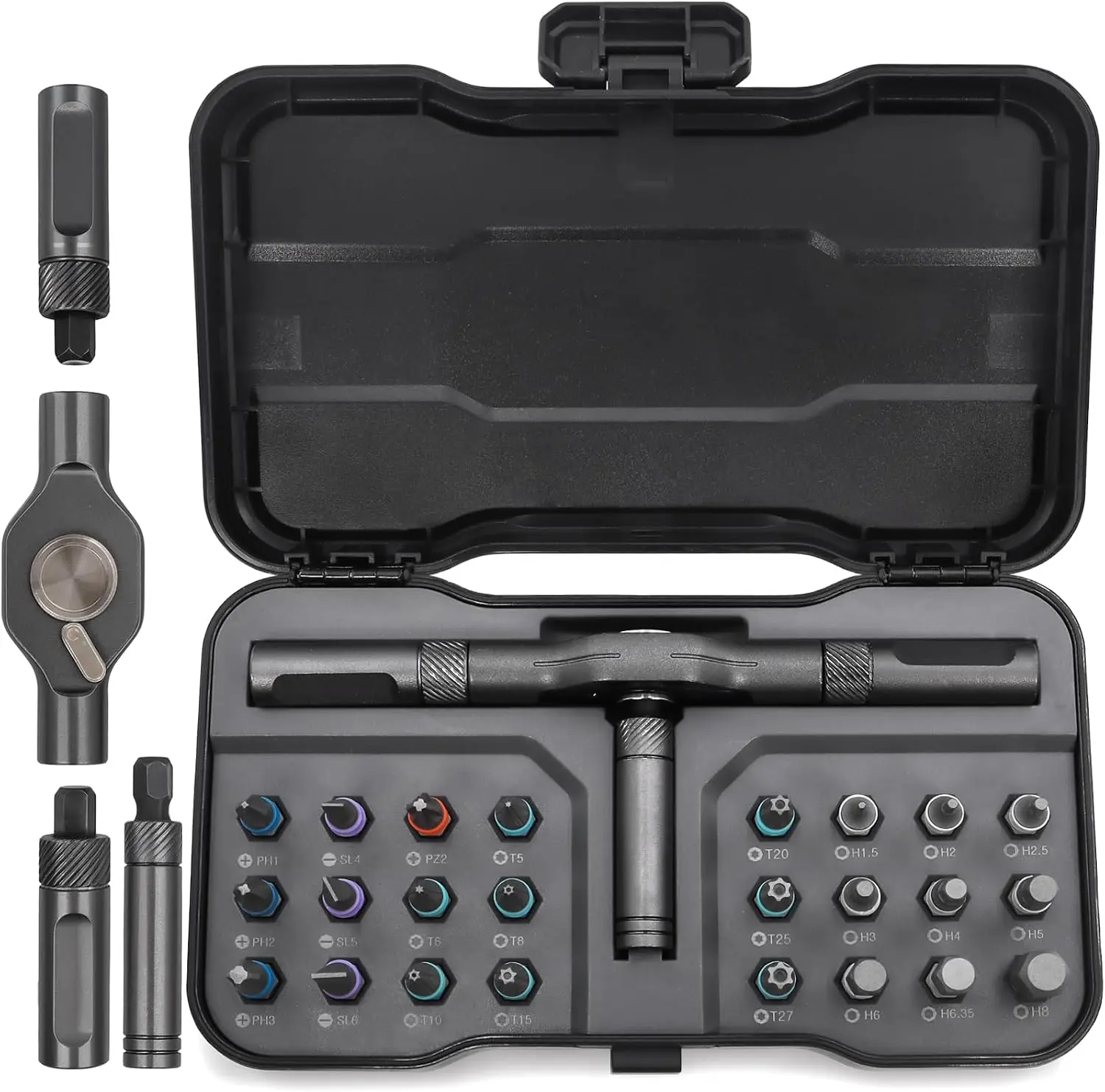 24 in 1 Magnetic Ratchet Screwdriver Set, Mini Switchable Screwdriver Set with Detachable Ratchet Handle, Portable Repair Driver for Furniture Computer Bicycle Electronics Home Improvement