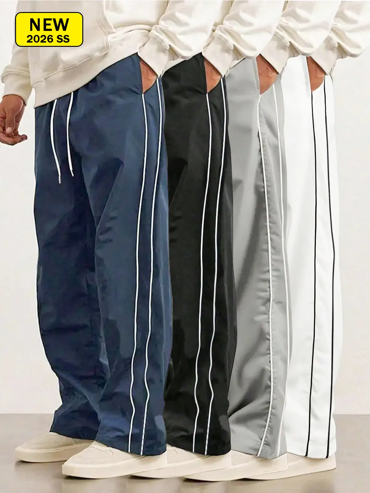 Men’s quick-dry casual sports pants for spring and autumn outdoor activities, loose straight fit, skin-friendly and comfortable