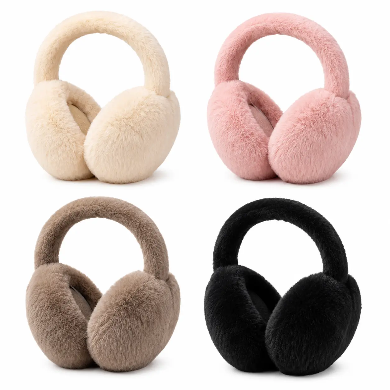 Women's Winter Earmuffs, Foldable Soft Polyester Fleece Ear Warmers with Stretchy Fit, Perfect Ear Protectors for Cold Weather