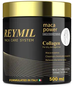 REYMIL Collagen Hair Mask - Deep Conditioning Treatment with Argan Oil - Repairs Dry & Damaged Hair, Softens & Adds Shine, Fights Frizz - 500ml / 16.9 oz - Maca Care System