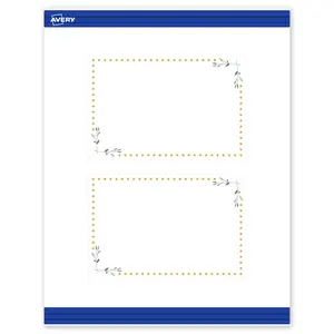 Avery Printable Rectangle Postcards, 4" x 6", Matte White, Pre-printed Green Florals/Gold Dots Design, Sure Feed Technology, Laser & Inkjet Compatible, 40 Total