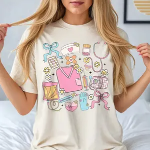 Nurse Shirt, Registered Nurse Tee, Nursing T-Shirt, RN, LPN, NP, Groovy, Retro, Coquette, Whimsical, Graduation, Nurse Gift Fit Top