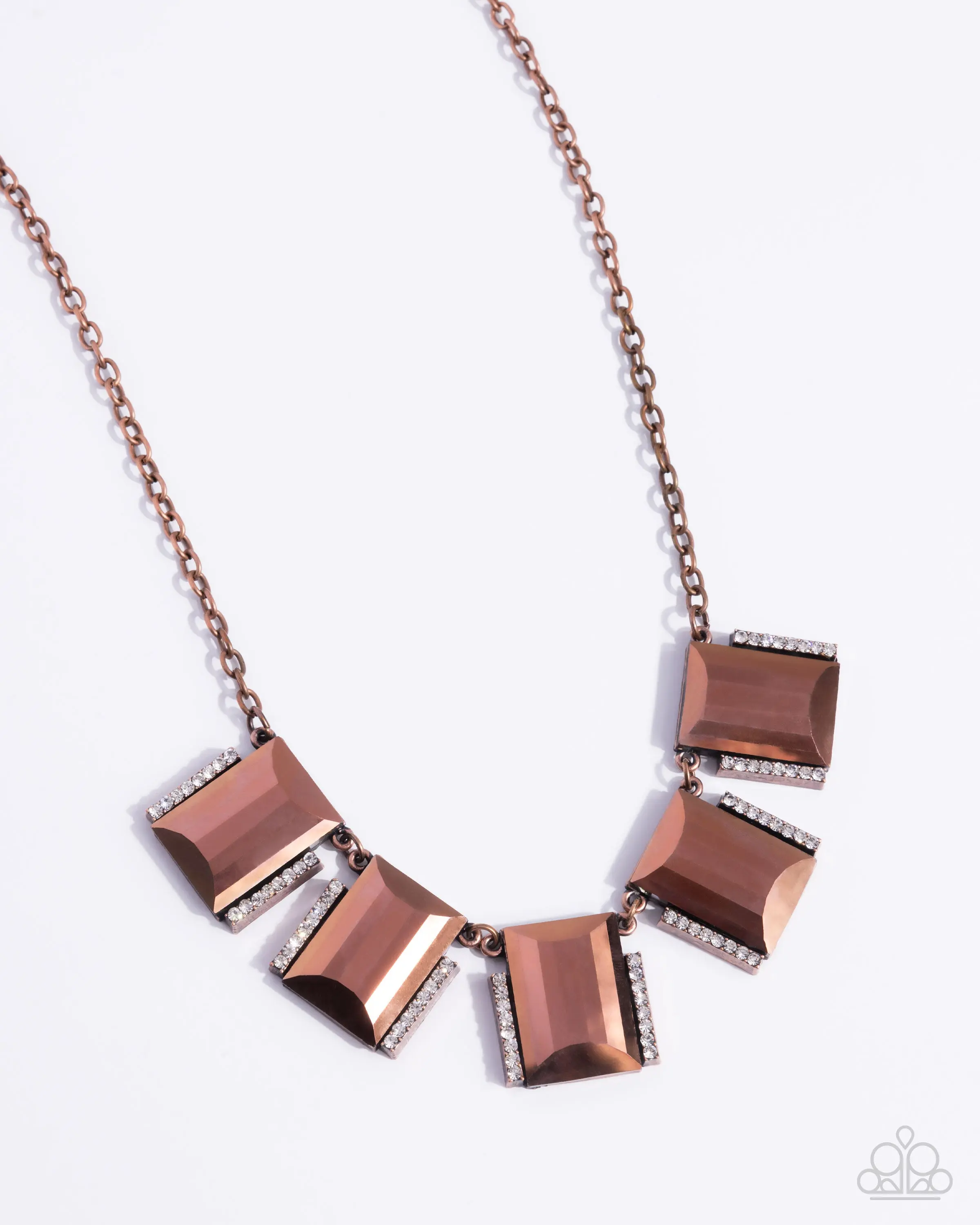 Rebel Racket - Copper Gem Short Necklace - Paparazzi