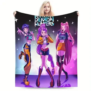 K-POP Demon Hunters Anime Blanket - Soft Flannel Throw with Vampire Slayer Girls,  Bed, Office - Perfect Gift for Anime Fans & K-POP Groups Like K POP Demon Hunters, Couch Accessory, Vibrant Design