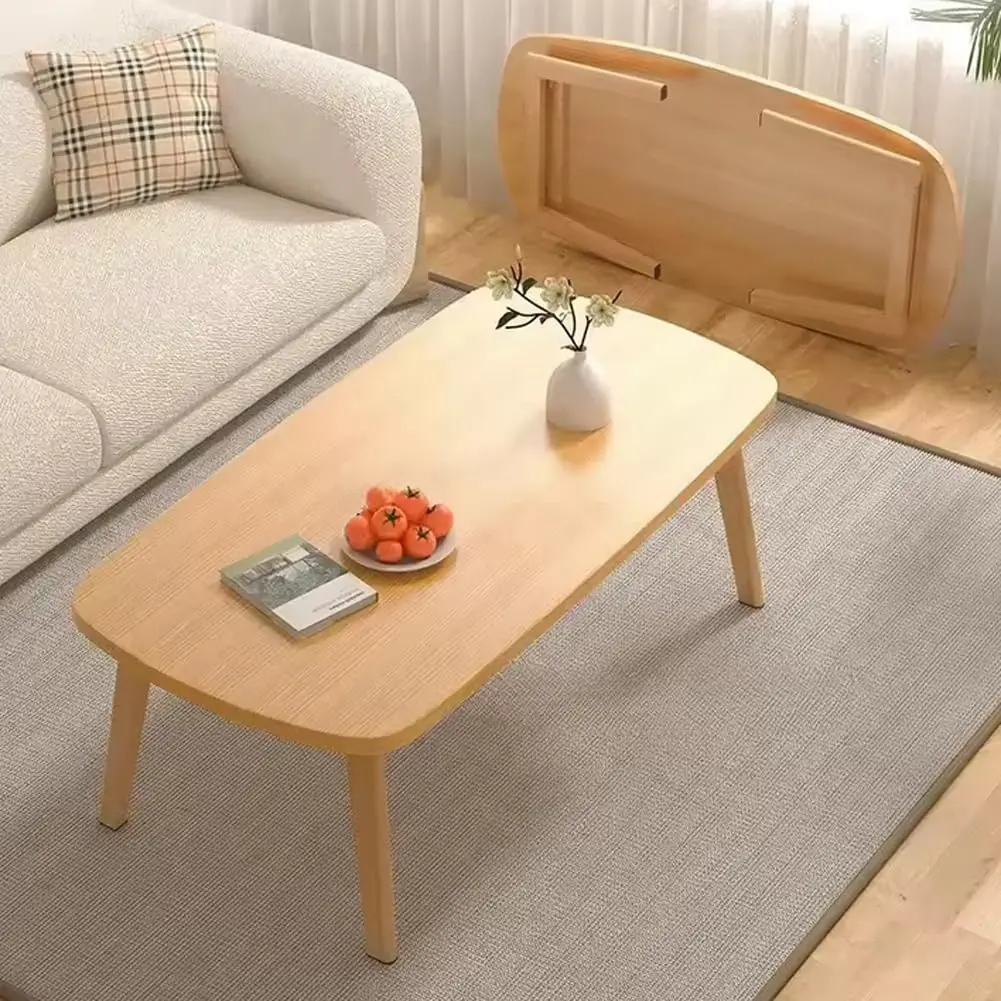 Garvee - Folding Wooden Coffee Table, Foldable Laptop Table for Small Spaces, Ideal for Study, Office, Bedroom, Tea Room (31.5 x 19.7 x 17.3 Inches), Wood Grain Color