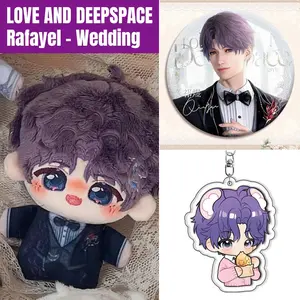 3pcs, Love and Deepspace Anime Plush Doll + Badge + Keychain, Collectible Stuffed Character Figure, Premium Soft Toy - Keychain Bag Car Charm, Desk Shelf Room Decor, Birthday Christmas Valentine Party Gift for Anime Fans Teens
