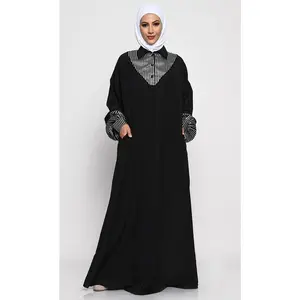 Modest A-Line Abaya with Collared Neckline