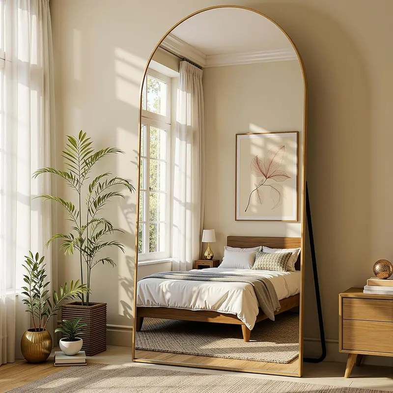 Antok Full Length Mirror, 76"x34" Floor Mirror, Arched Floor Standing Freestanding Arch Full Body Mirrors with Stand for Bedroom, Hanging Mounted for Living Room Cloakroom