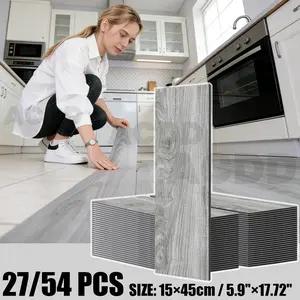 Self-Adhesive Wood Grain Floor Stickers Set, Wood Pattern, Easy Peel & Stick, Vinyl Material, Single Sheet Size 15cmx45cm, for Living Room Bedroom Kitchen Bathroom