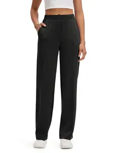 ODODOS Women's Modal Soft Classic Pants Mid Rise Pull-On Lounge Casual Work Pants with Pockets
