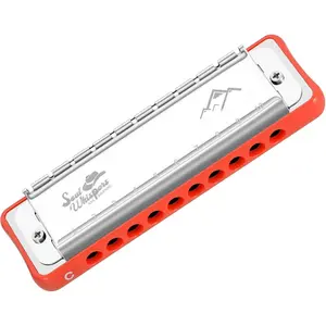 10 Holes Blues Harmonica Key of C Mouth Organ with Case has Explosive Power For Adults Professionals Beginners CB05 Red