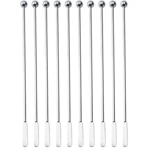 20 pcs 7.4" Stainless Steel Coffee Beverage Stir Sticks Cocktail Stirrers Drink Swizzle Stick Picks Tools