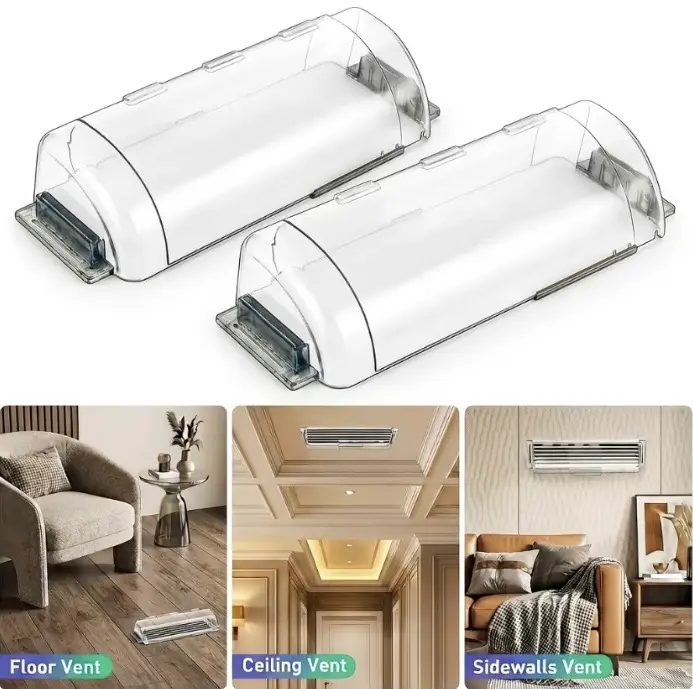 Adjustable Air & Heat Register Deflector (2-Pack) - Expandable Design for 8.5-15 Inches Sidewall or Ceiling Vents, Inline Duct Fan, Ceiling Ventilator, Living Room Ventilation Fan